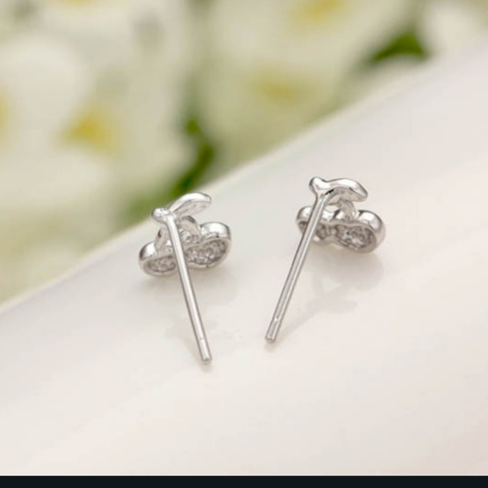 ππVery Cute Cherry stud earrings in SILVER ππ - Picture 7 of 13